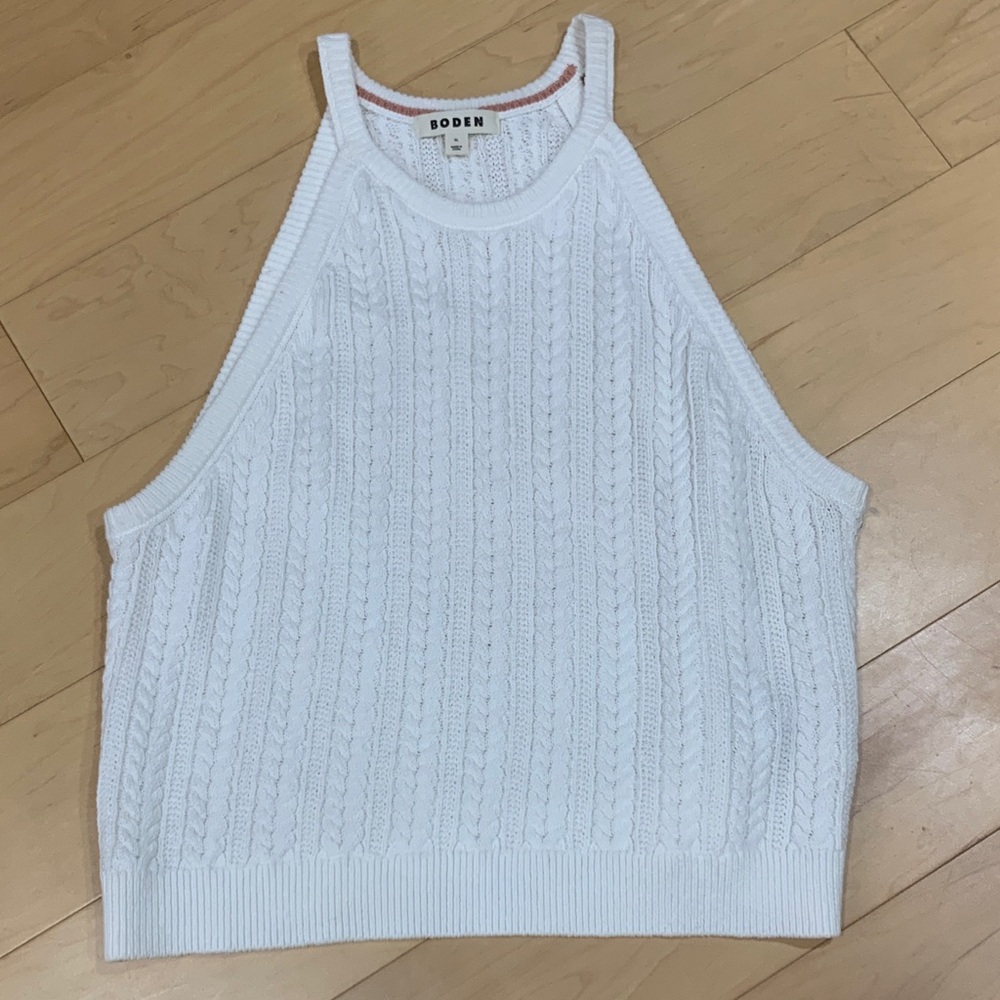 Boden White Cable-Knit top Size XL